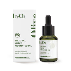 PrO3 ozonated olive oil bottle pour for precise skin application.