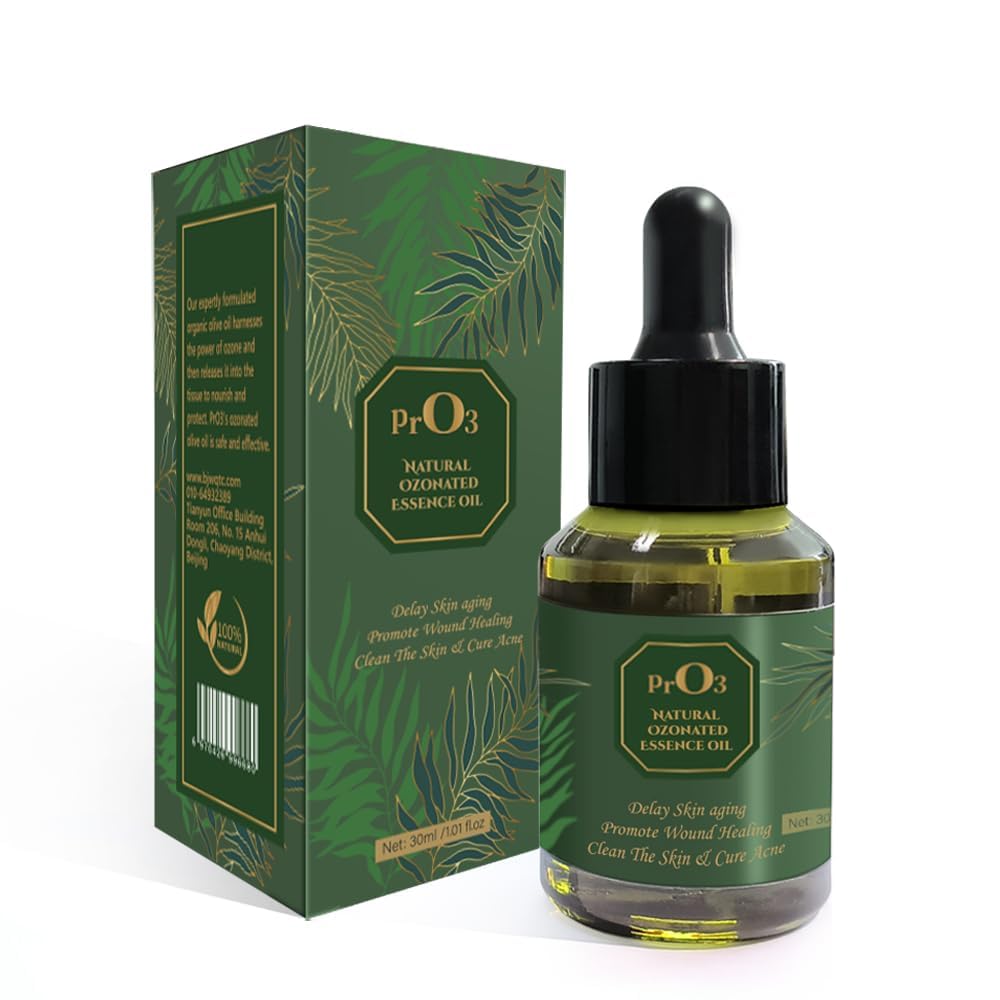 PrO3 fully ozonated sunflower oil bottle close-up for skin nourishment