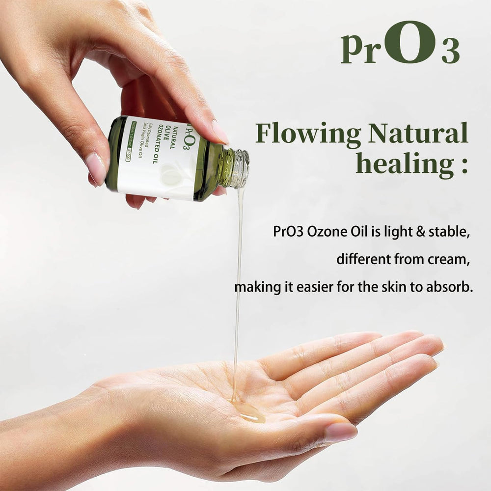 PrO3 glass dropper bottle on surface for convenient daily use.