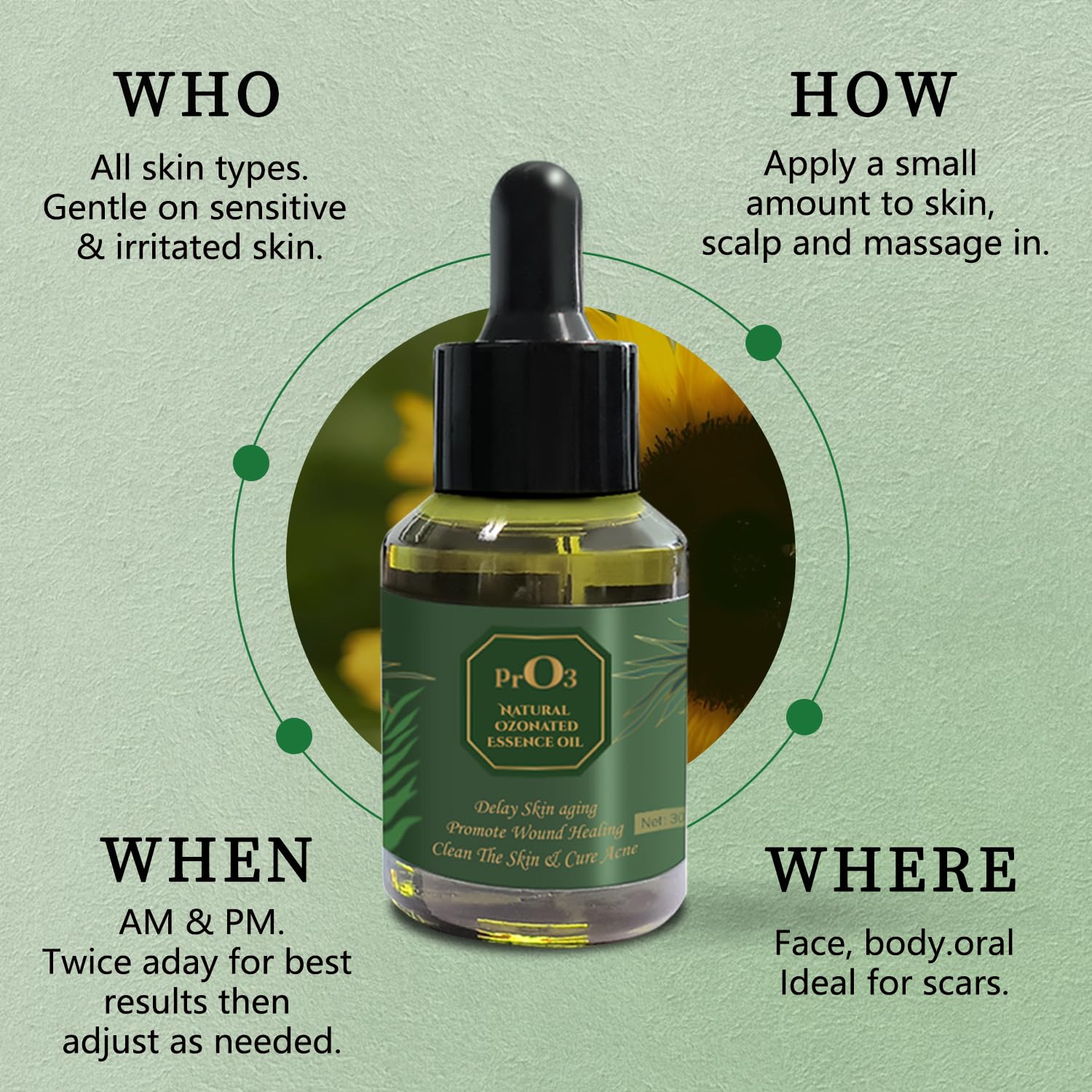 PrO3 premium European sunflower oil vial emphasizes purity for skincare