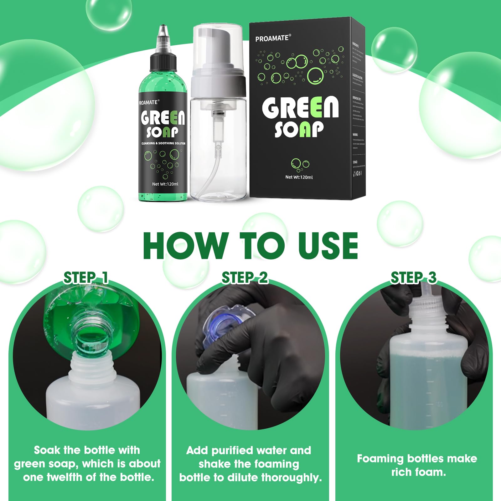 Proamate Green Tattoo Soap odor-free disinfection for tattoo area