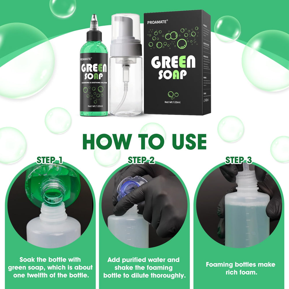 Proamate Green Tattoo Soap odor-free disinfection for tattoo area