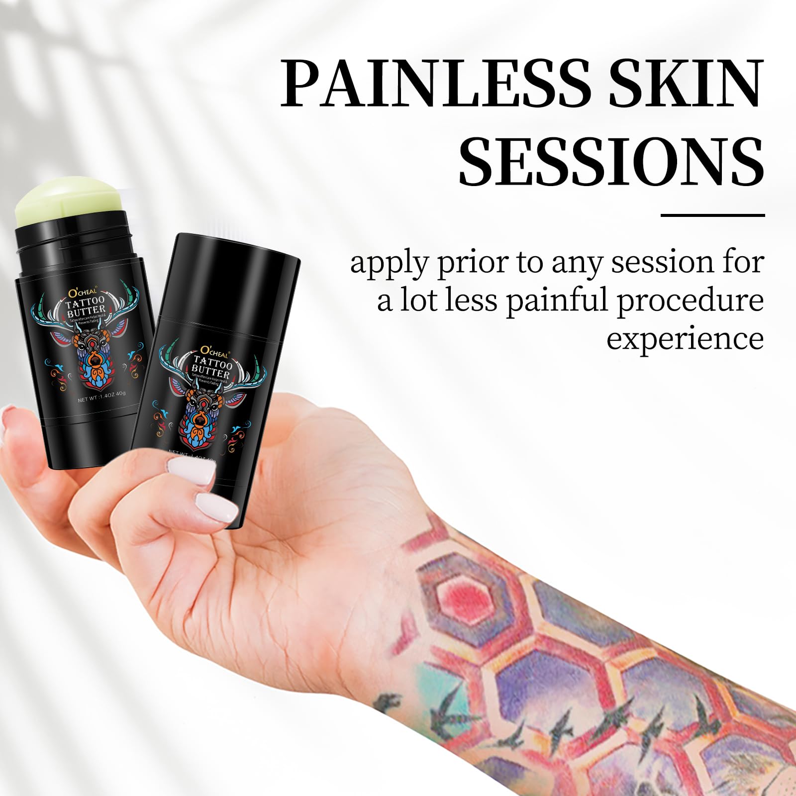 Proamate Tattoo Aftercare Butter absorbs quickly without heaviness for comfort.