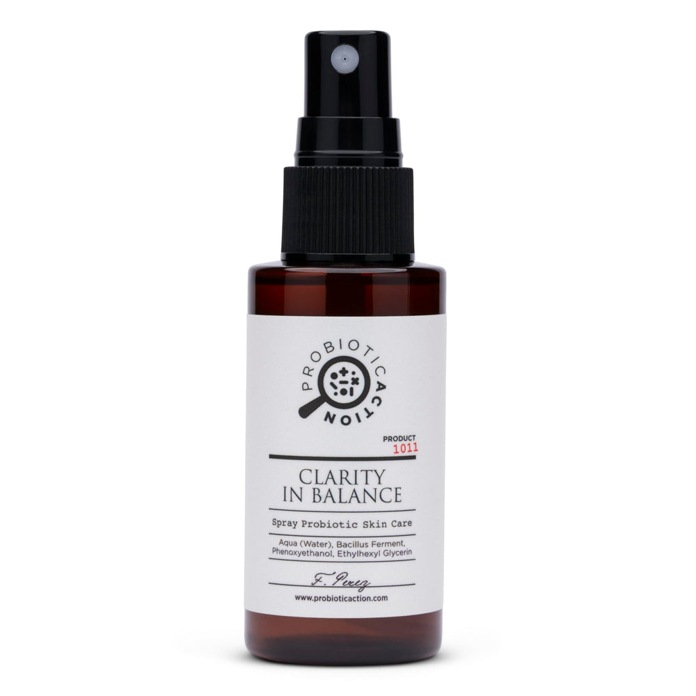 Probiotic Action Clarity in Balance bottle illustrating probiotic spray for balanced skin