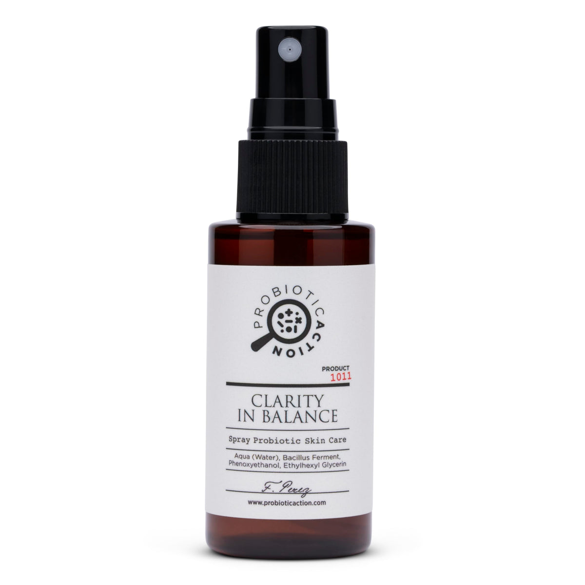 Probiotic Action Clarity in Balance bottle illustrating probiotic spray for balanced skin