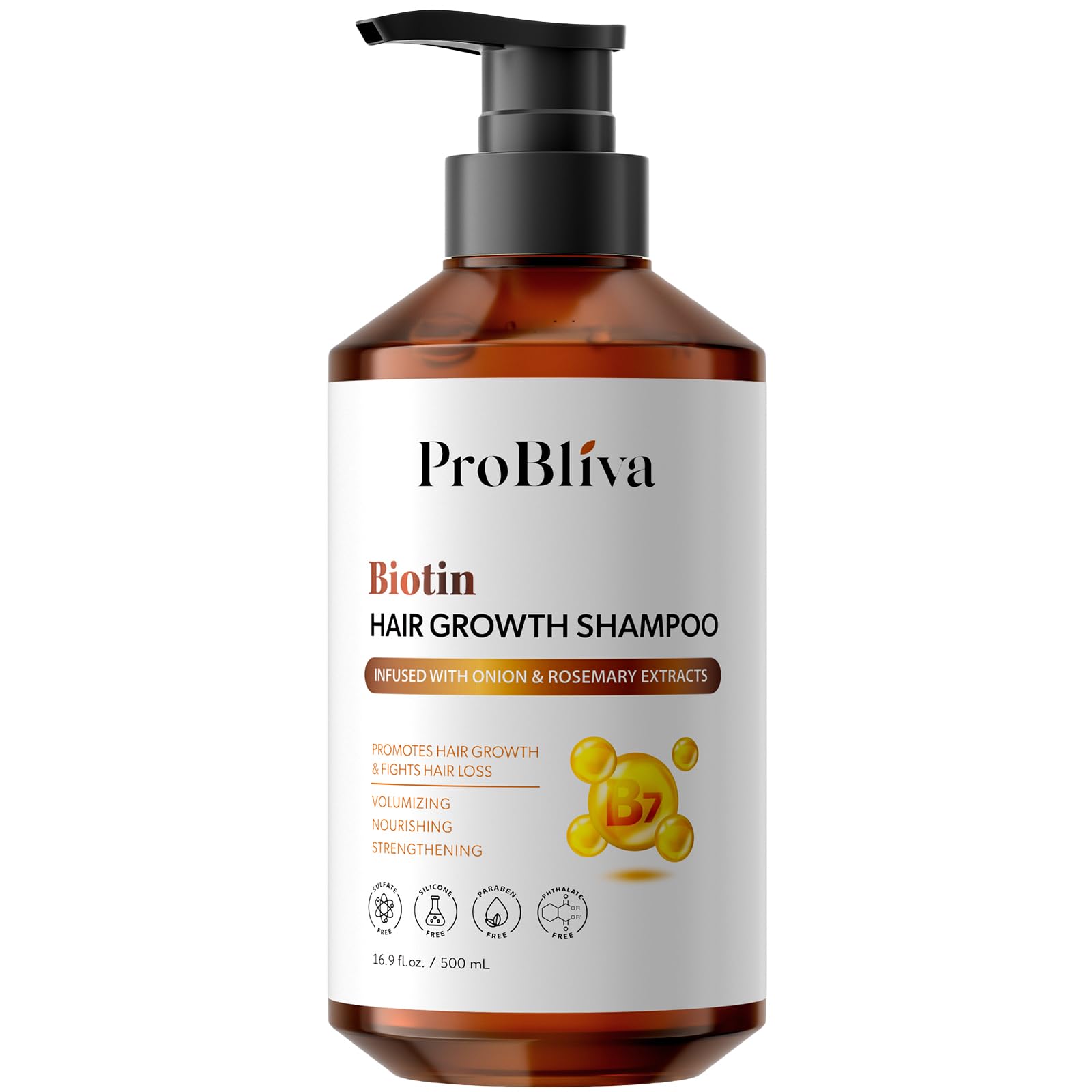 ProBliva Biotin Shampoo bottle pour for easy daily hair care