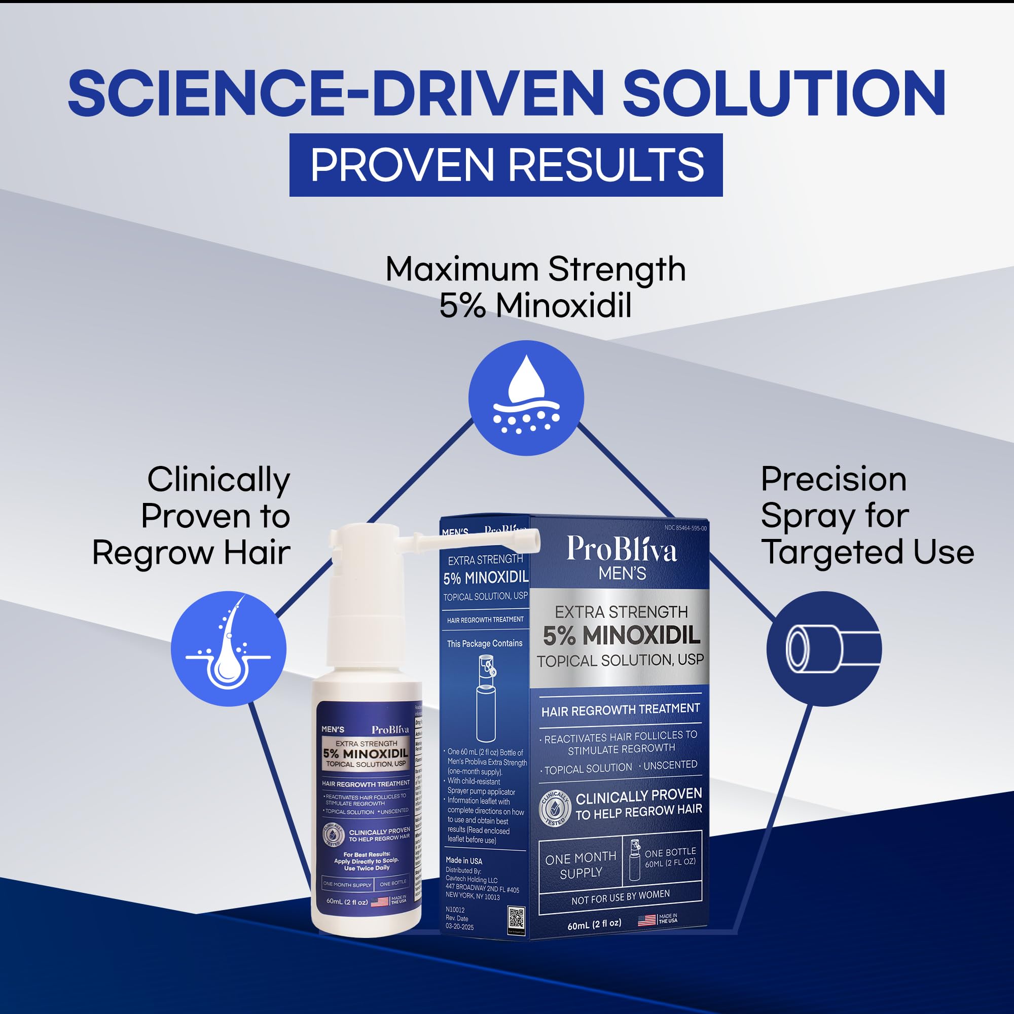 ProBliva Minoxidil label detail highlighting USA-made quality and strength