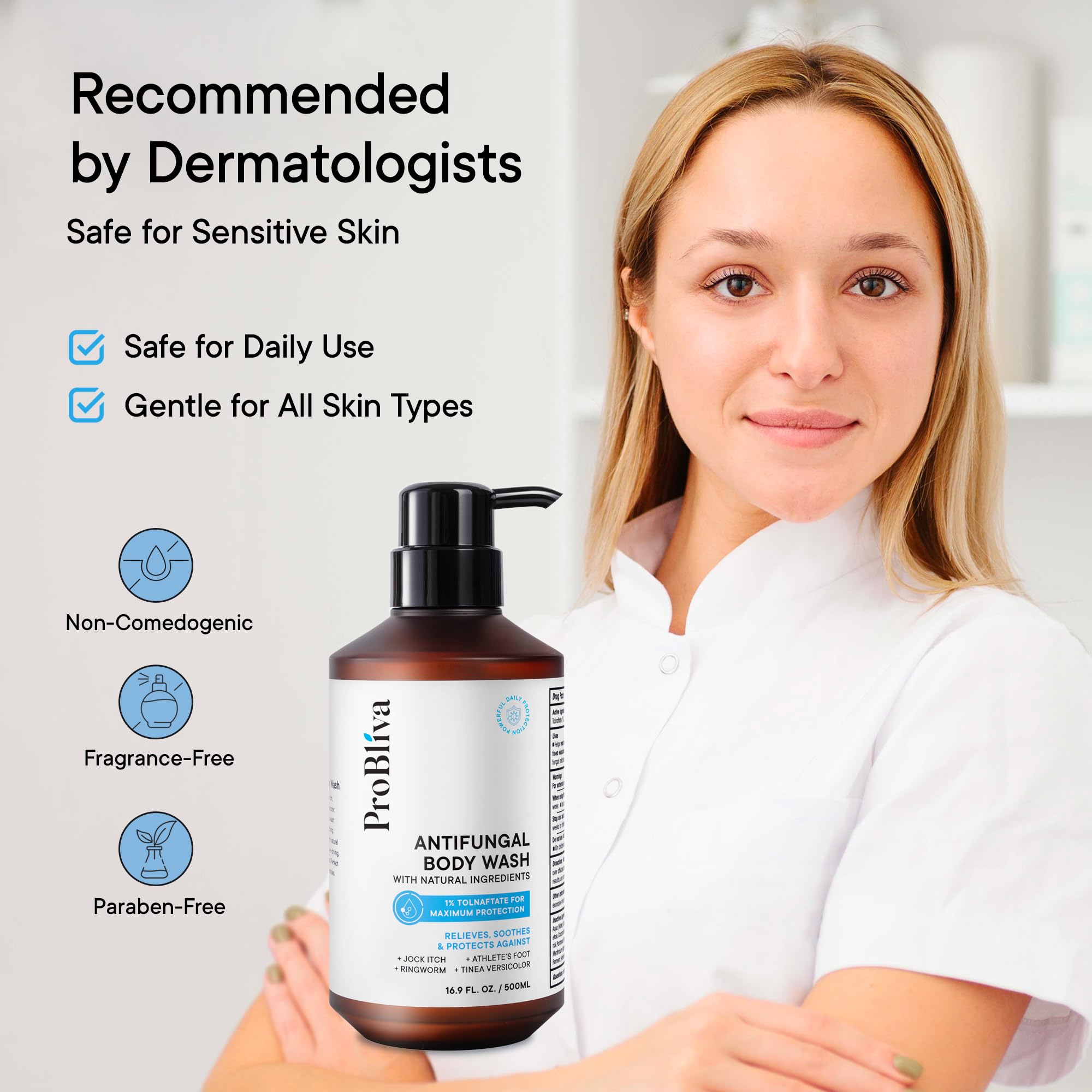 ProBliva paraben-free and sulfate-free formula communicates gentle daily skin care.