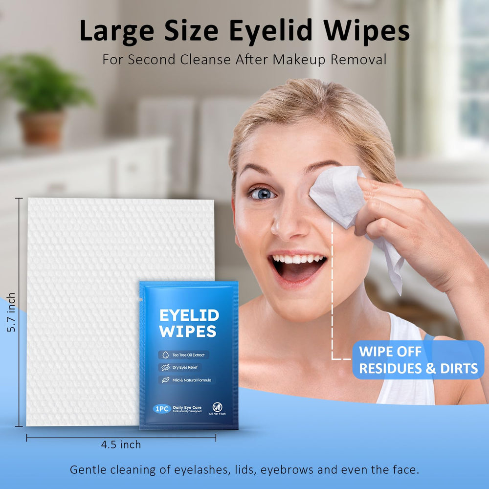 ProCIV extra-large eyelid wipes showing lint-free cleaning for sensitive skin.