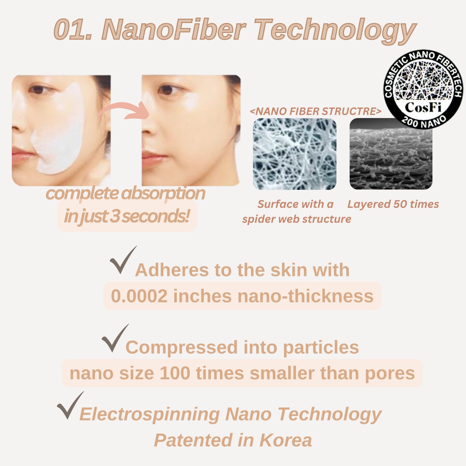 Produco DermaFi Collagen Patch application close-up for quick absorption.
