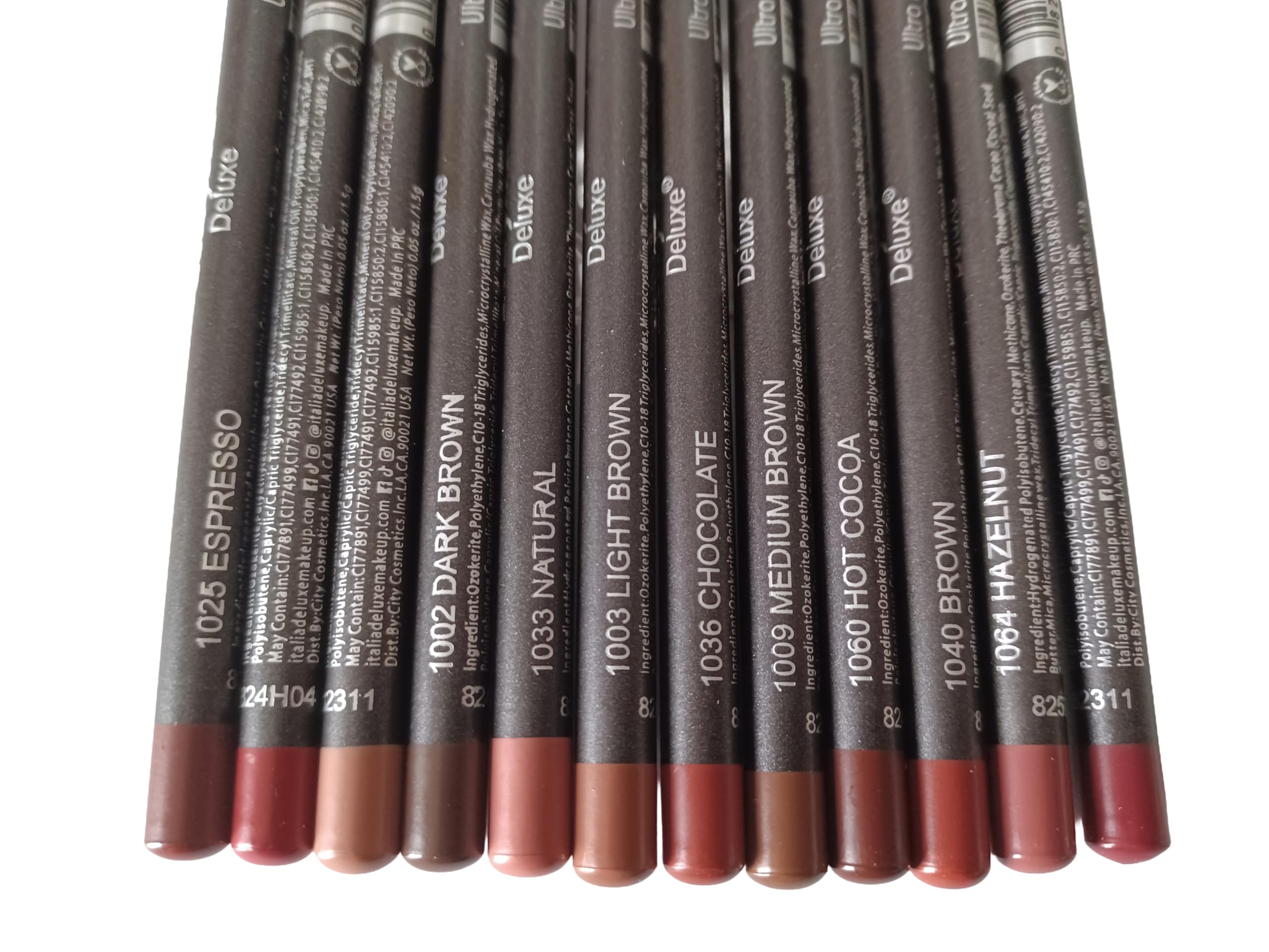 12pc Ultra Fine Lip & Eye Liner Brown Set packaging display highlighting professional-grade design