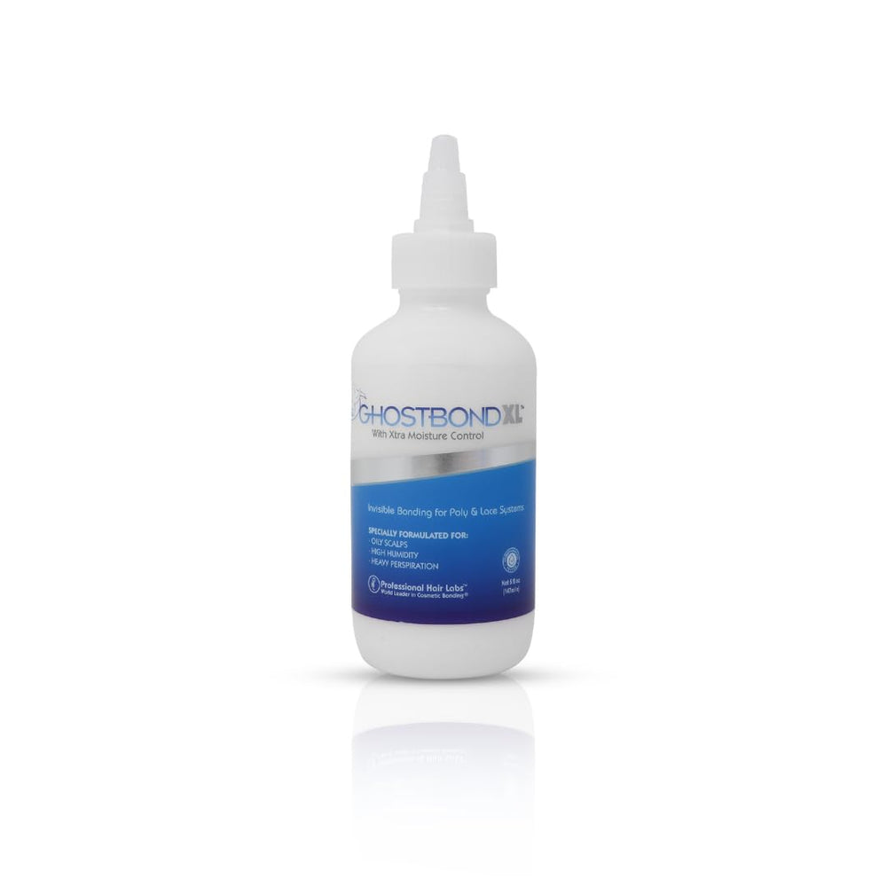 GhostBond XL adhesive closeup highlighting clear bond for natural hairline