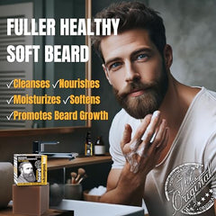 3-in-1 use shown for hair, beard, and body care with Professor Fuzzworthy's bar.
