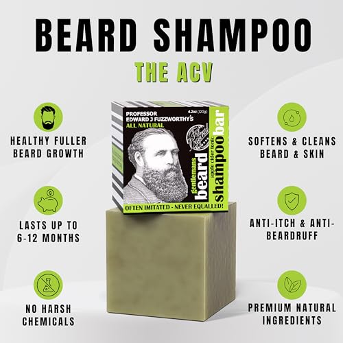Professor Fuzzworthy's beard shampoo bar in hand for on-the-go grooming