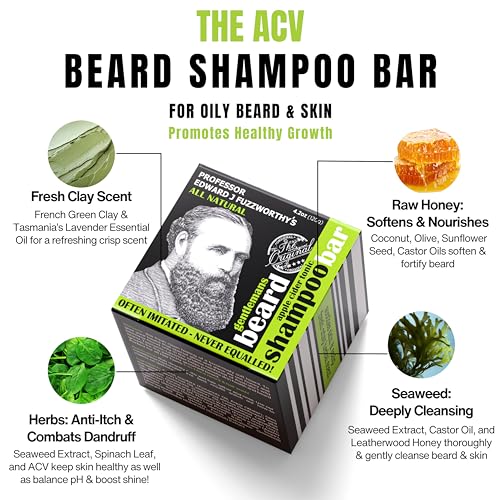 Professor Fuzzworthy's beard shampoo bar close-up of natural ingredients for gentle cleansing