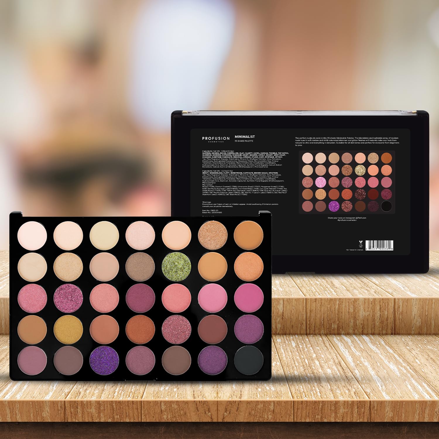 Profusion Cosmetics Minimalist 35 Shade Palette ready for quick color swaps on the go.