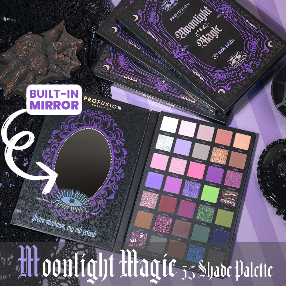 Profusion Moonlight Magic palette close-up highlights vegan, clean formula