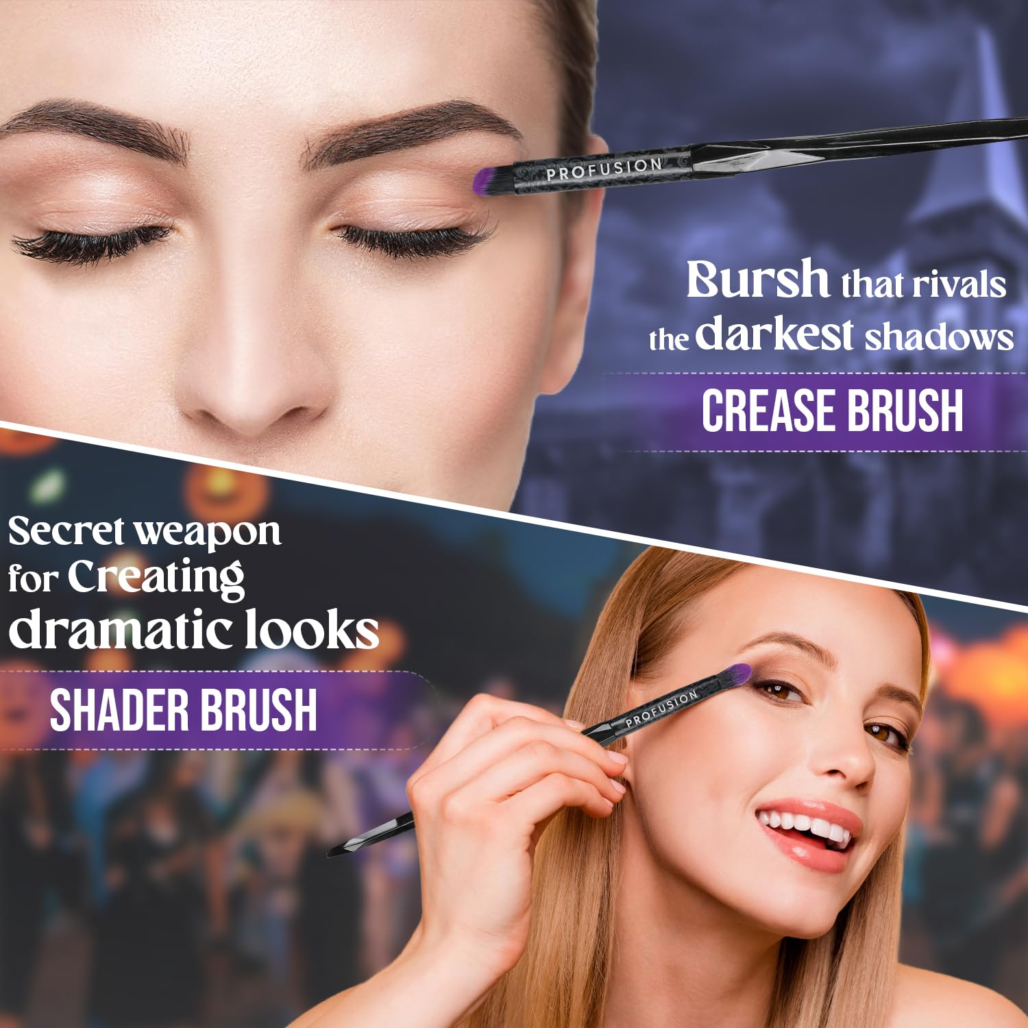 Profusion Mystic Blend crease brush defines creases with controlled pigment deposition.