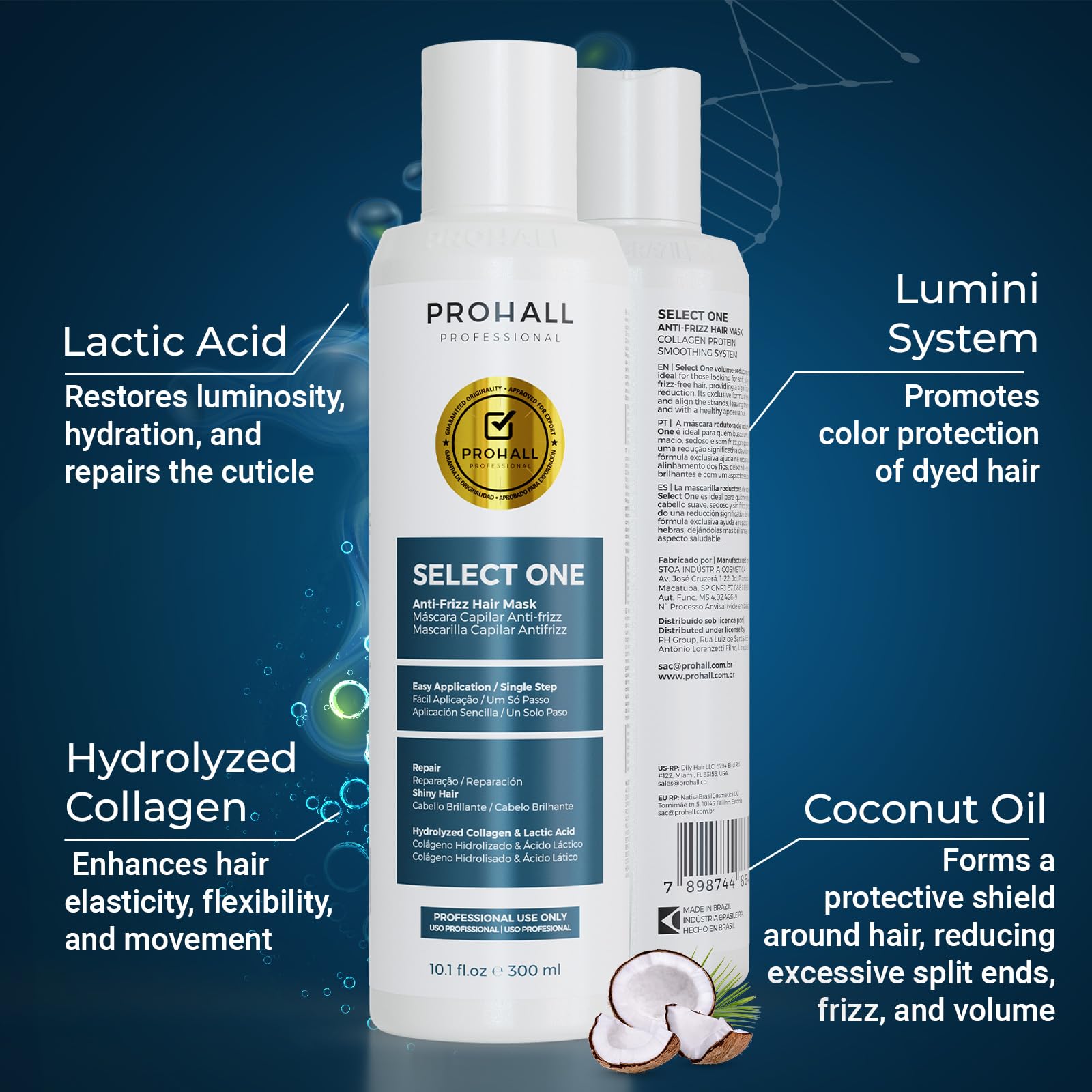 Coconut oil ingredient highlights natural nourishment for healthier-looking hair.