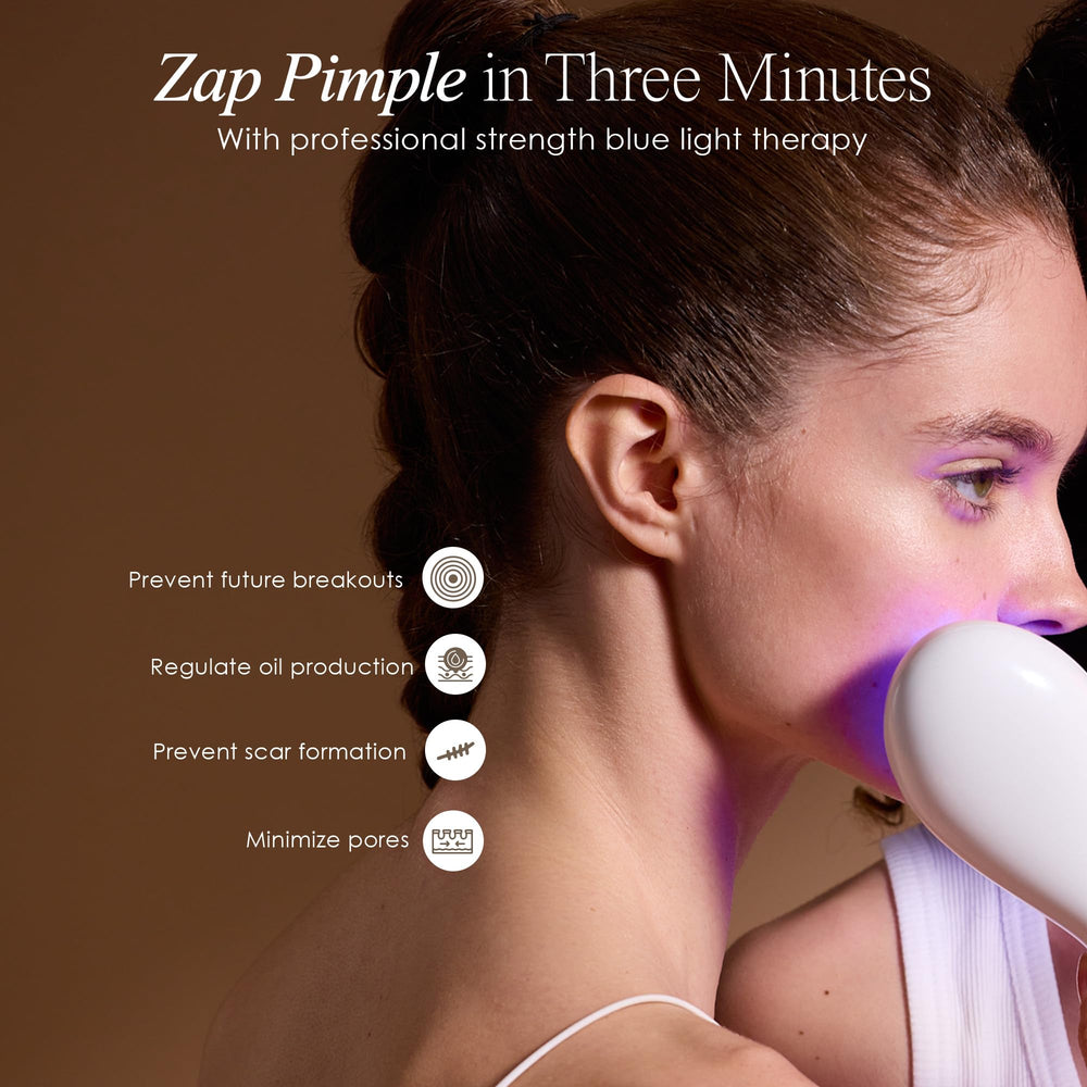 Project E Beauty LumaGlow blue LED treatment head in close up