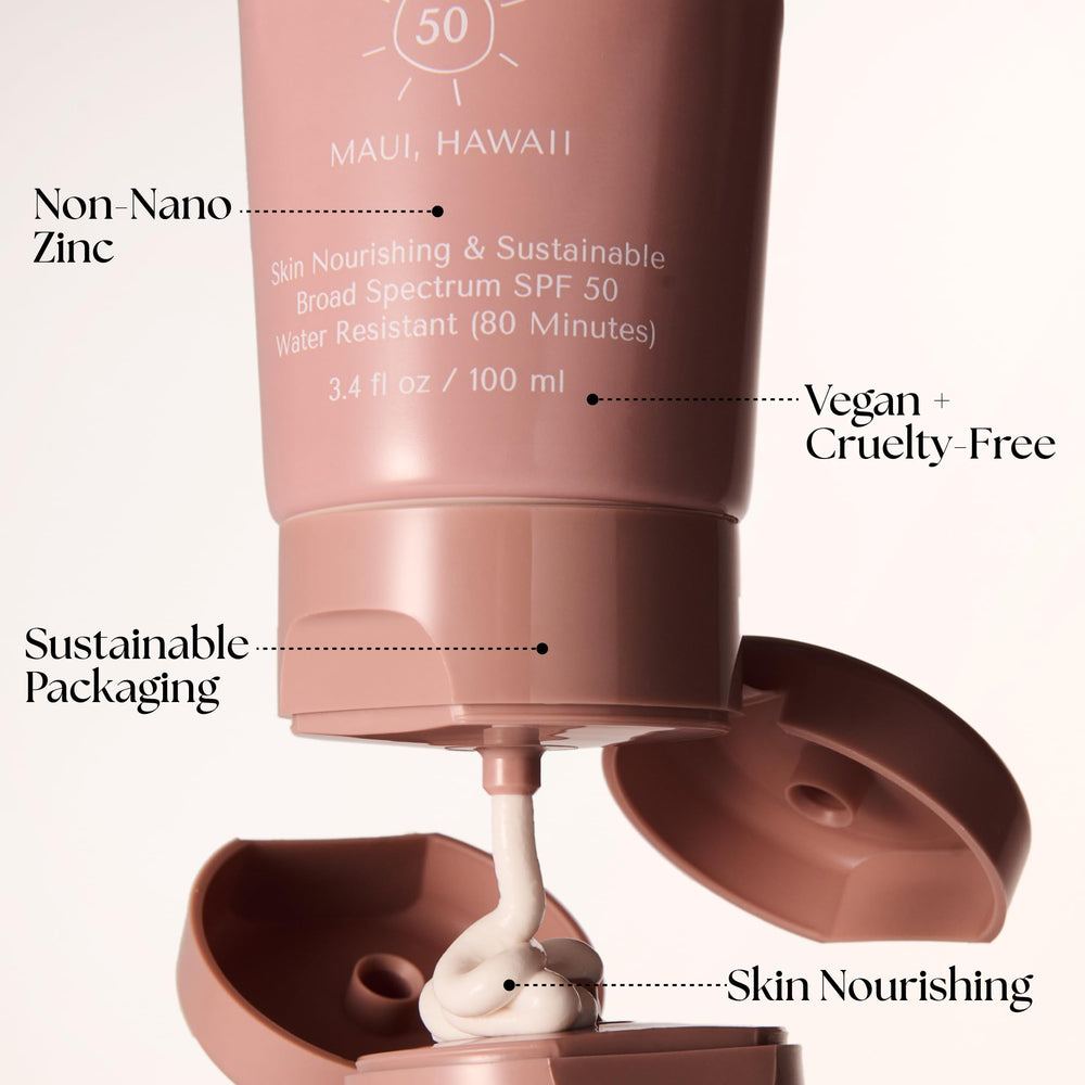 Project Reef SPF 50 mineral sunscreen lotion application for even coverage.