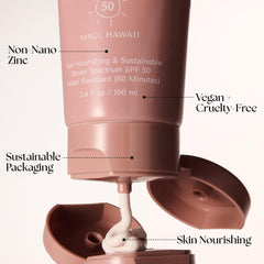 Project Reef SPF 50 mineral sunscreen lotion application for even coverage.