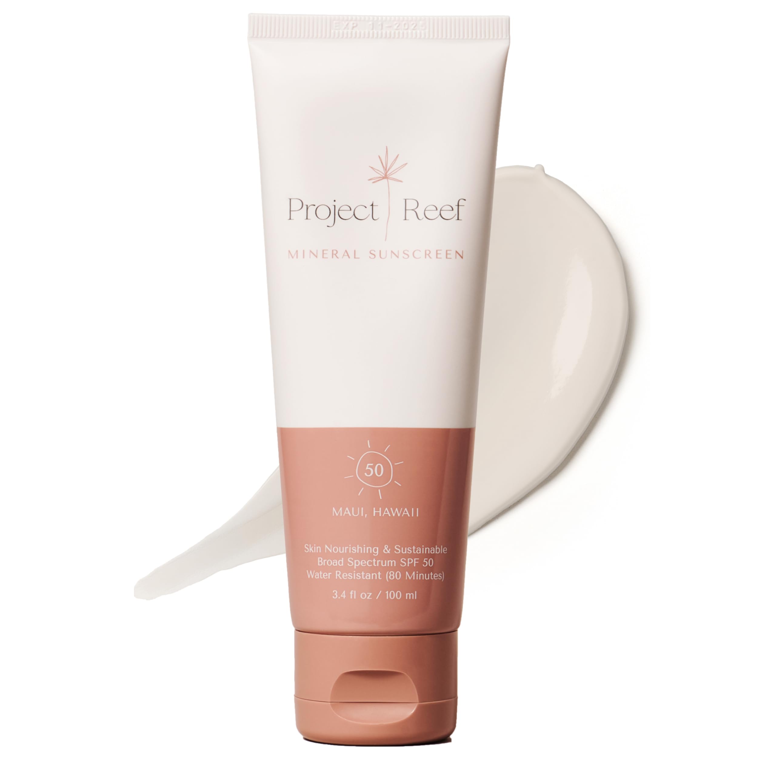 Project Reef SPF 50 mineral sunscreen bottle shows reef-safe protection.