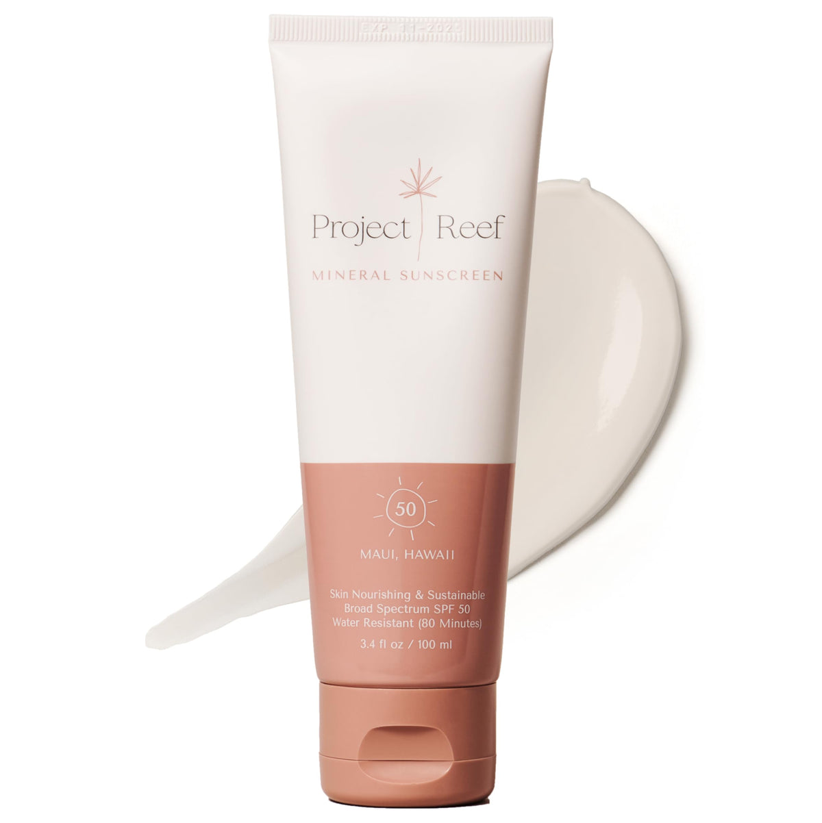 Project Reef SPF 50 mineral sunscreen bottle shows reef-safe protection.