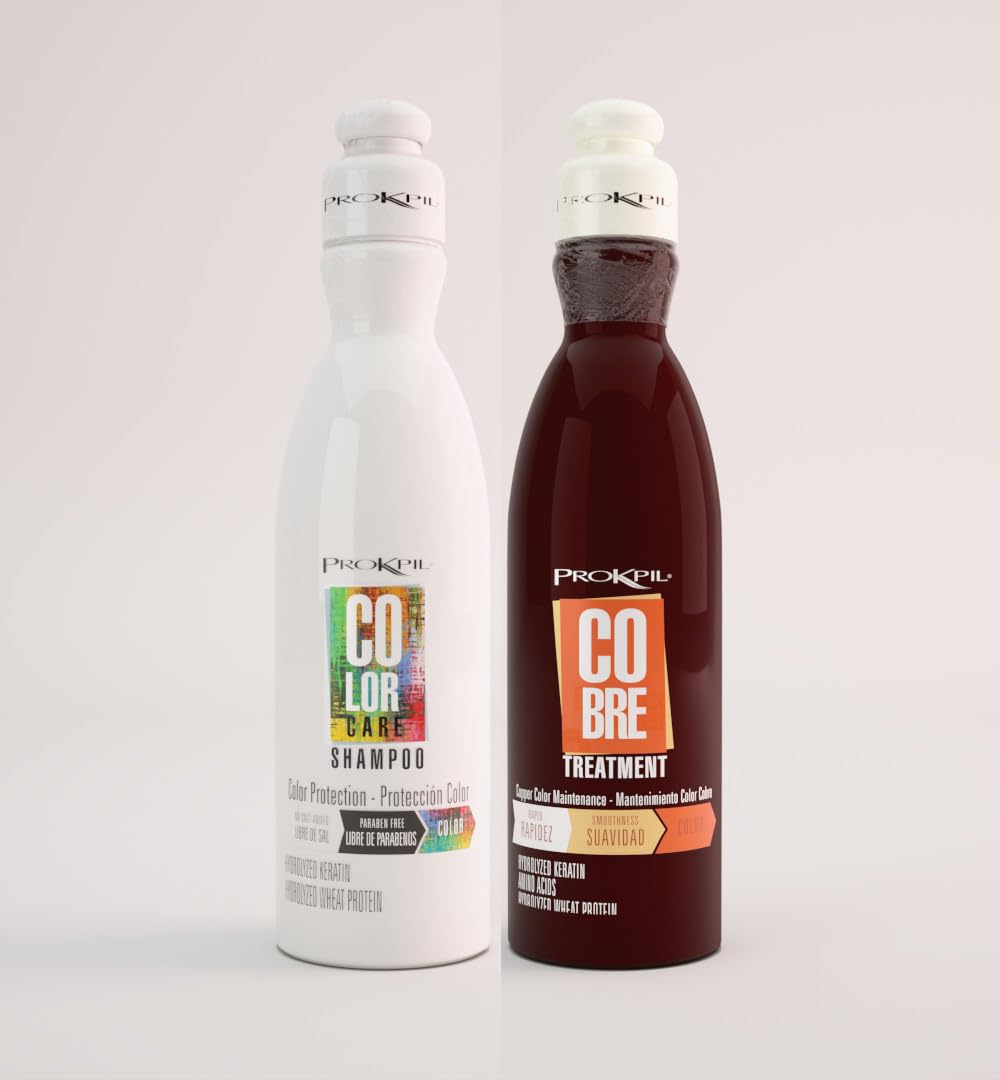 Prokpil Cobre Color Care Shampoo Kit hero bottle showing vibrant color protection.