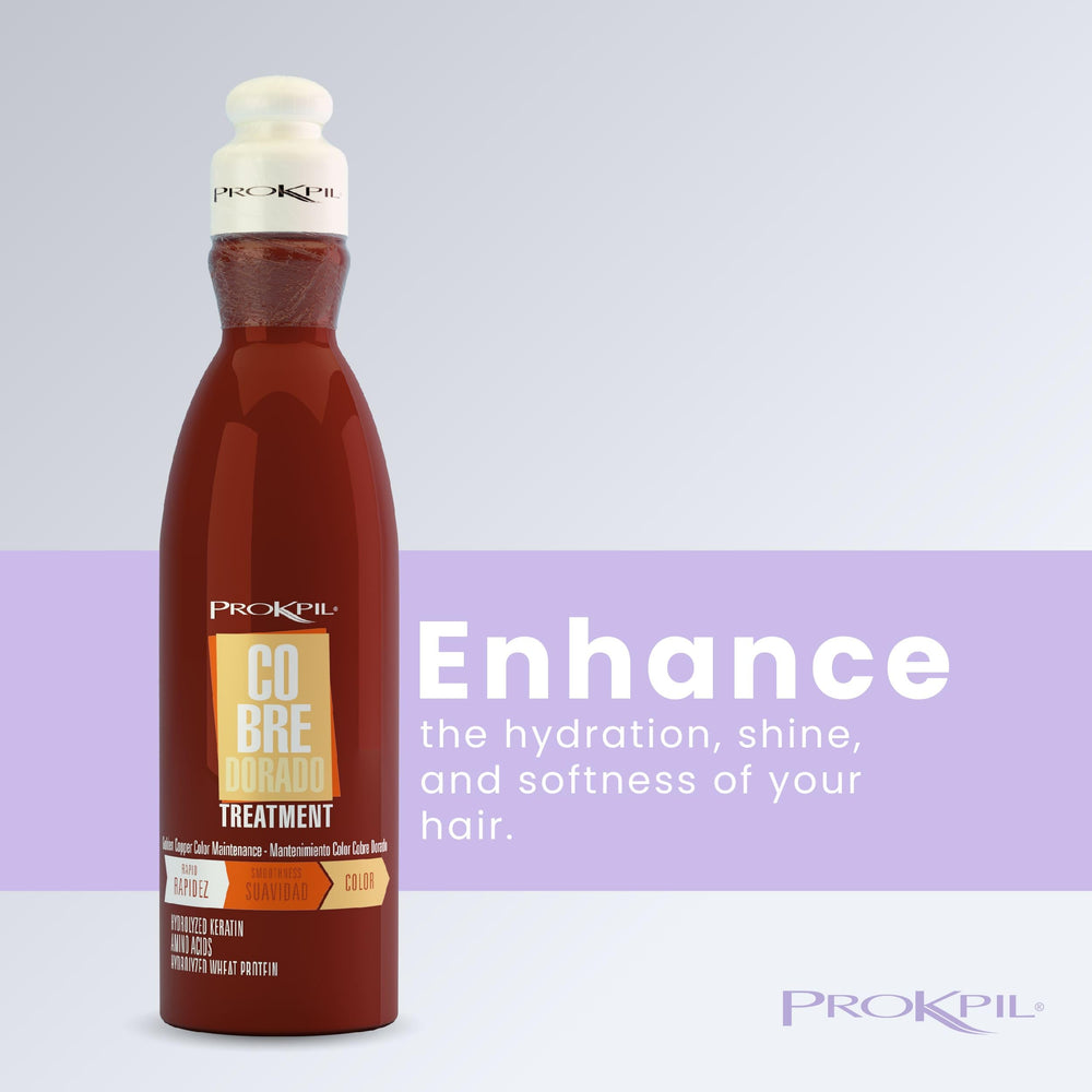 Prokpil Golden Copper Treatment adds shine and smoothness to hair.