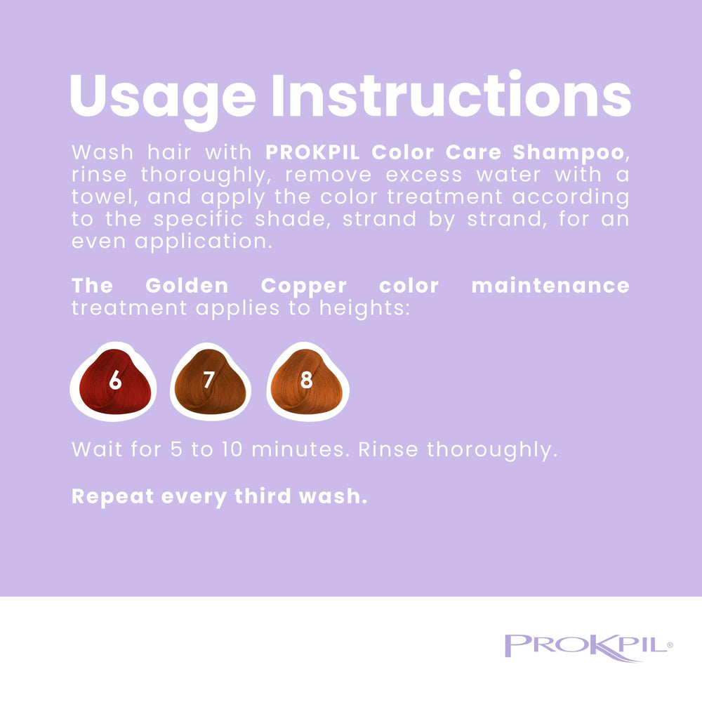 Prokpil Golden Copper Mask being applied to hair for hydration and color protection.
