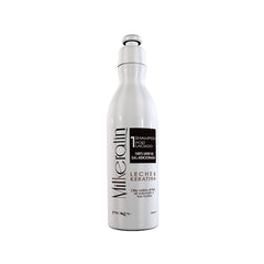 Prokpil Milkeratin Step 1 shampoo bottle, salt-free formula for gentle scalp cleansing and frizz control.