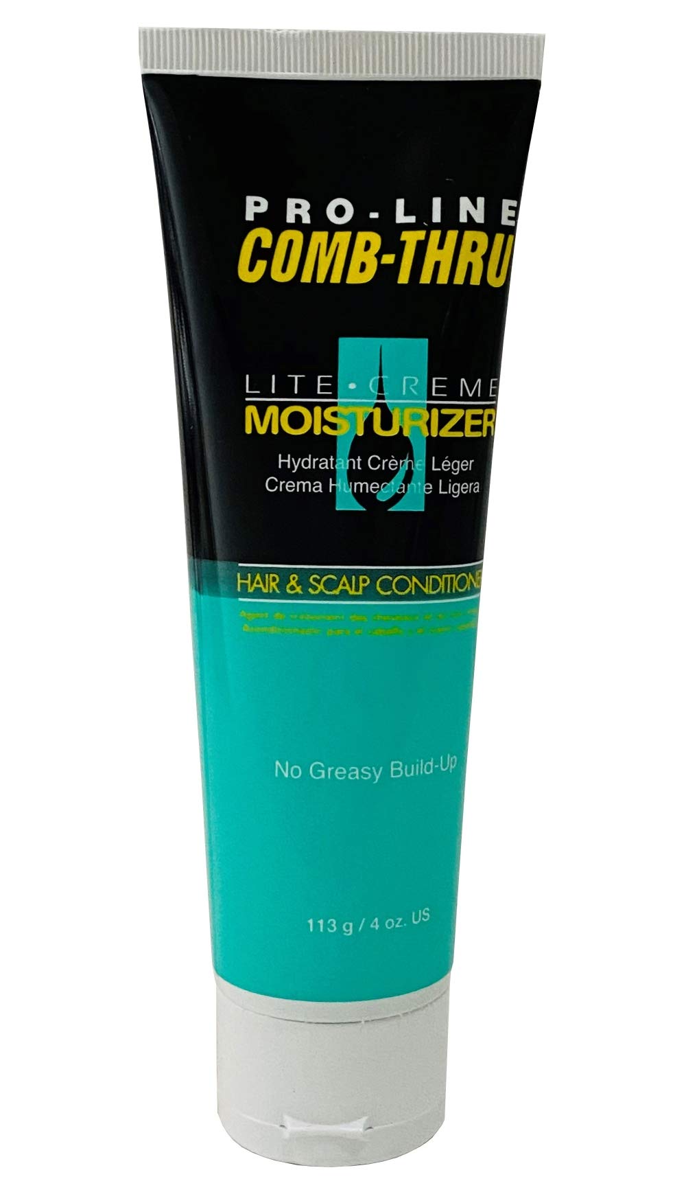 Pro-Line Comb-Thru Lite-Creme Moisturizer bottle provides lightweight conditioning without greasy residue.