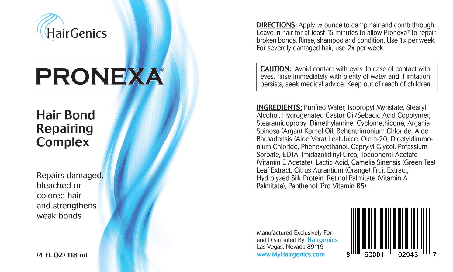 Pronexa Bond Repair hair application close-up highlights the leave-on step for longer conditioning.