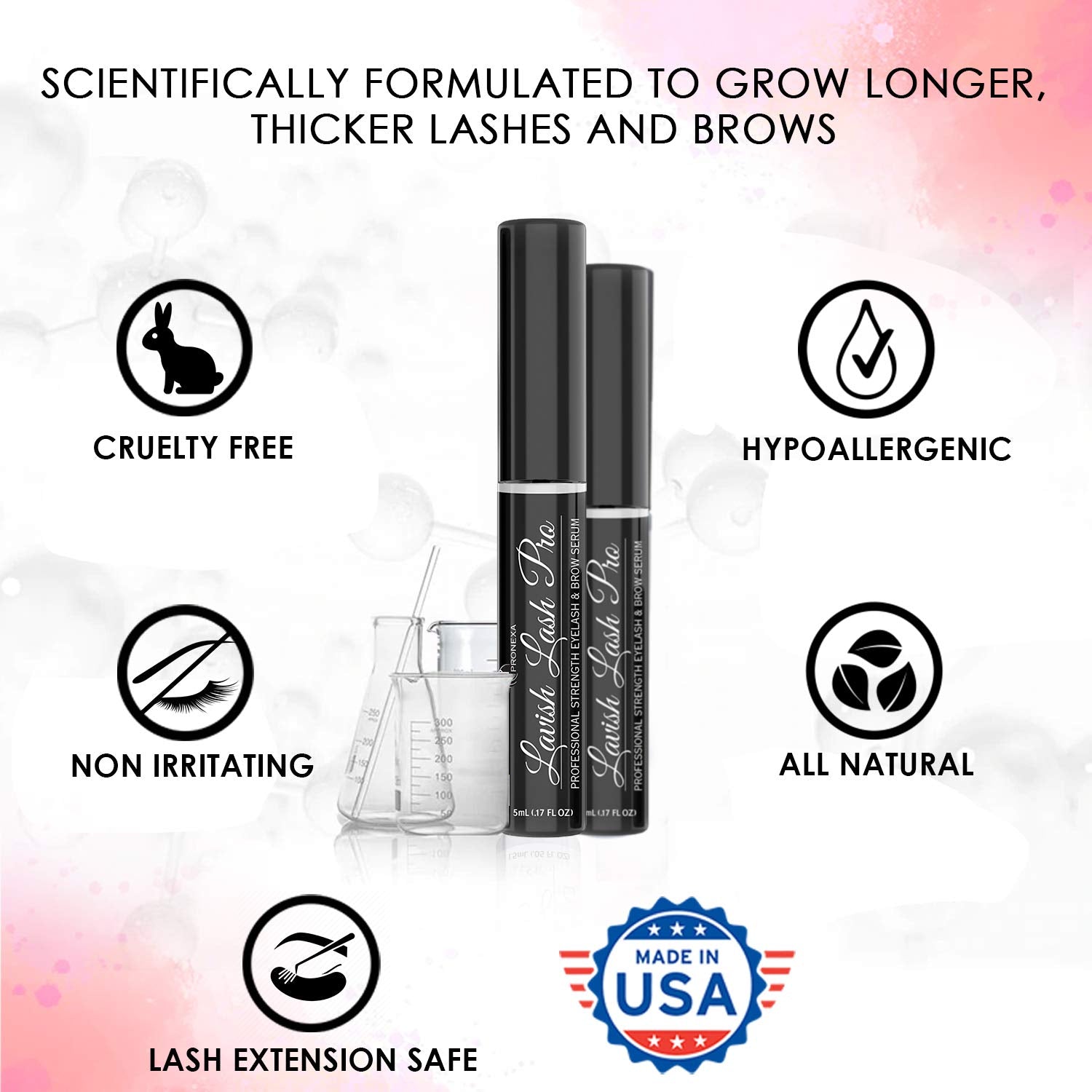 Lavish Lash Pro applied to clean eyebrows for thicker, defined brows.