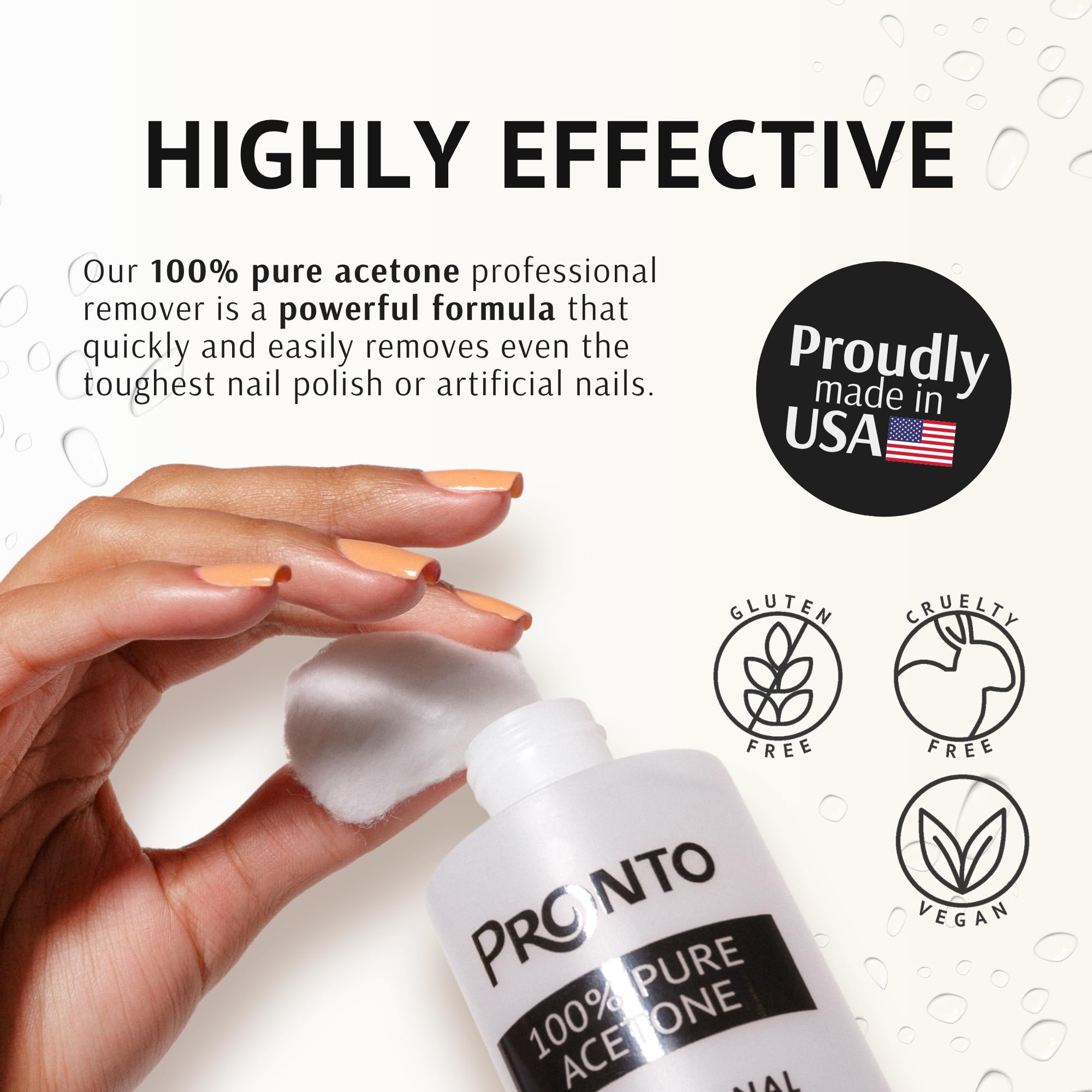 Pronto acetone remover in action removing gel and polish.