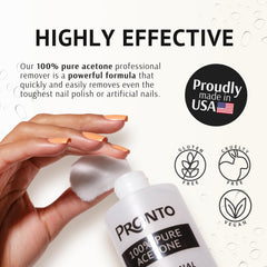 Pronto acetone remover in action removing gel and polish.