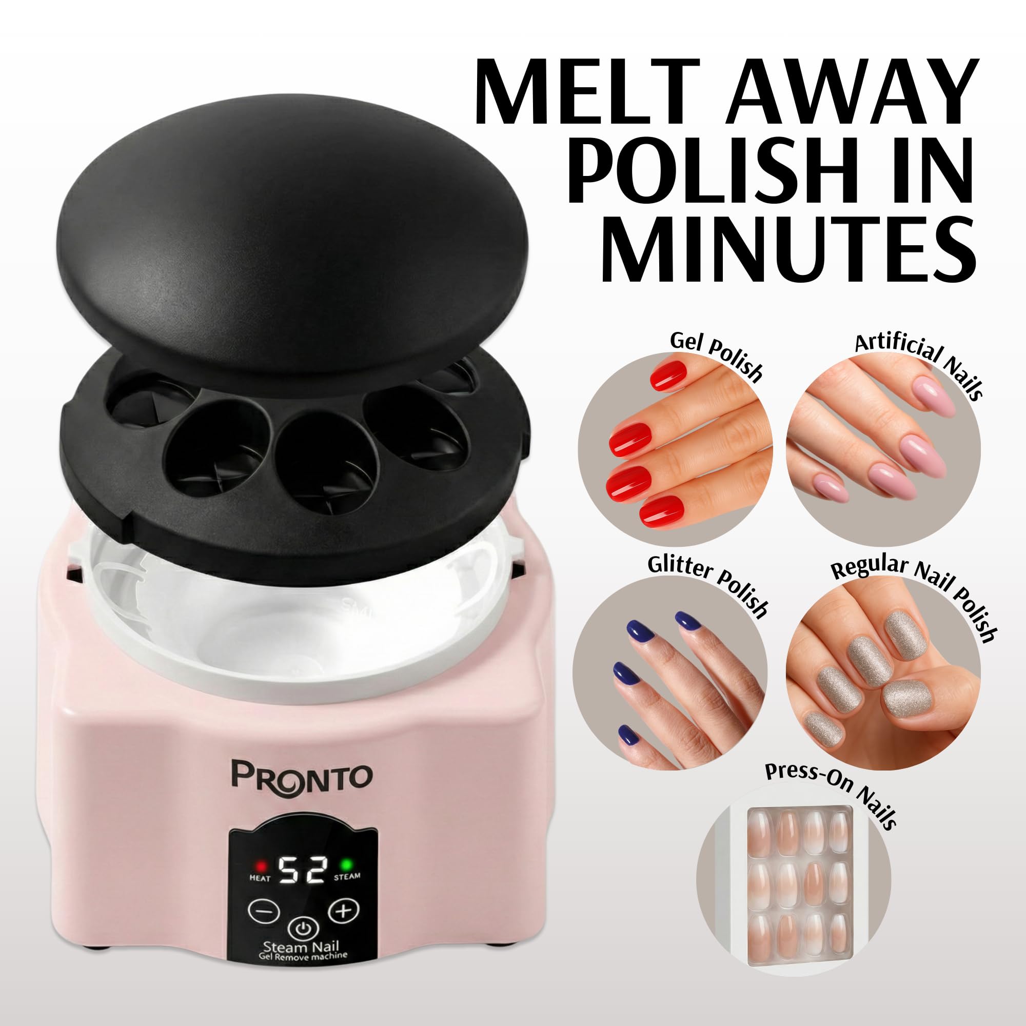 Pronto electric nail steaming bowl base and bowl setup for compact workspace
