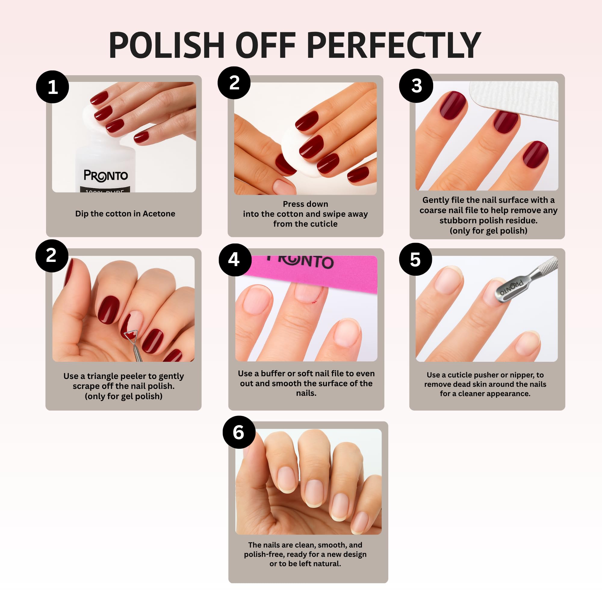 Pronto nail scraper for clean cuticles and prep.