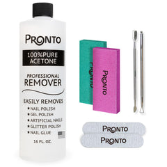 Pronto Pure Acetone 16oz bottle for fast, effective polish removal.
