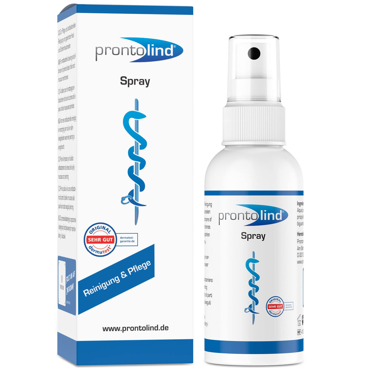 ProntoLind Spray 75ml bottle for convenient piercing care.