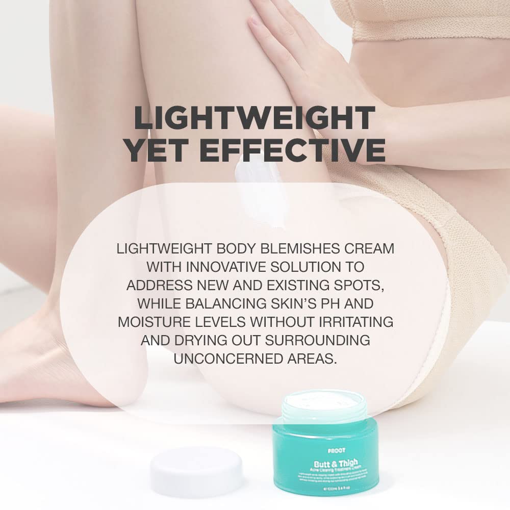 PROOT Butt Acne Cream packaging on a vanity shows branding and product use.