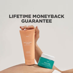 PROOT Butt Scrub Wash hands applying in shower for smoother skin