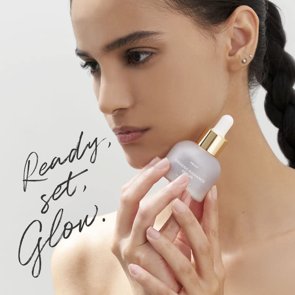 PROOT Ginseng Serum on clean skin delivering subtle glow