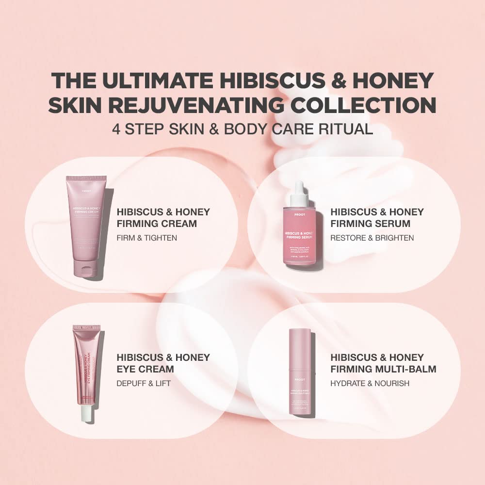 PROOT Hibiscus and Honey Firming Cream neck application demonstrates targeted hydration and subtle lift.