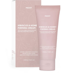PROOT Hibiscus and Honey Firming Cream bottle close-up showing premium packaging and hydration potential.
