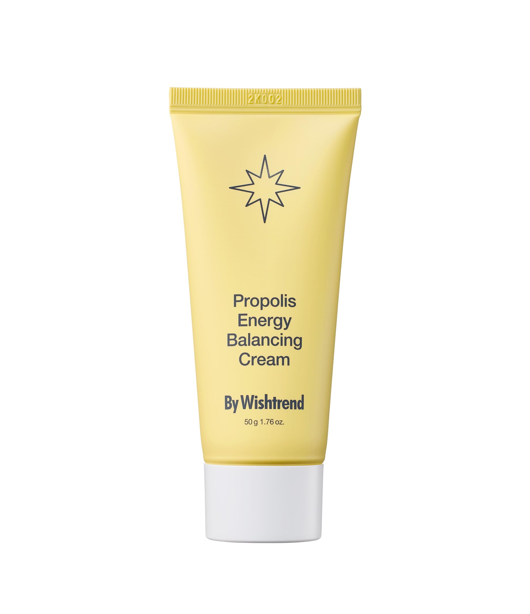 BY WISHTREND Propolis Energy Balancing Cream bottle pour supports lightweight hydration.