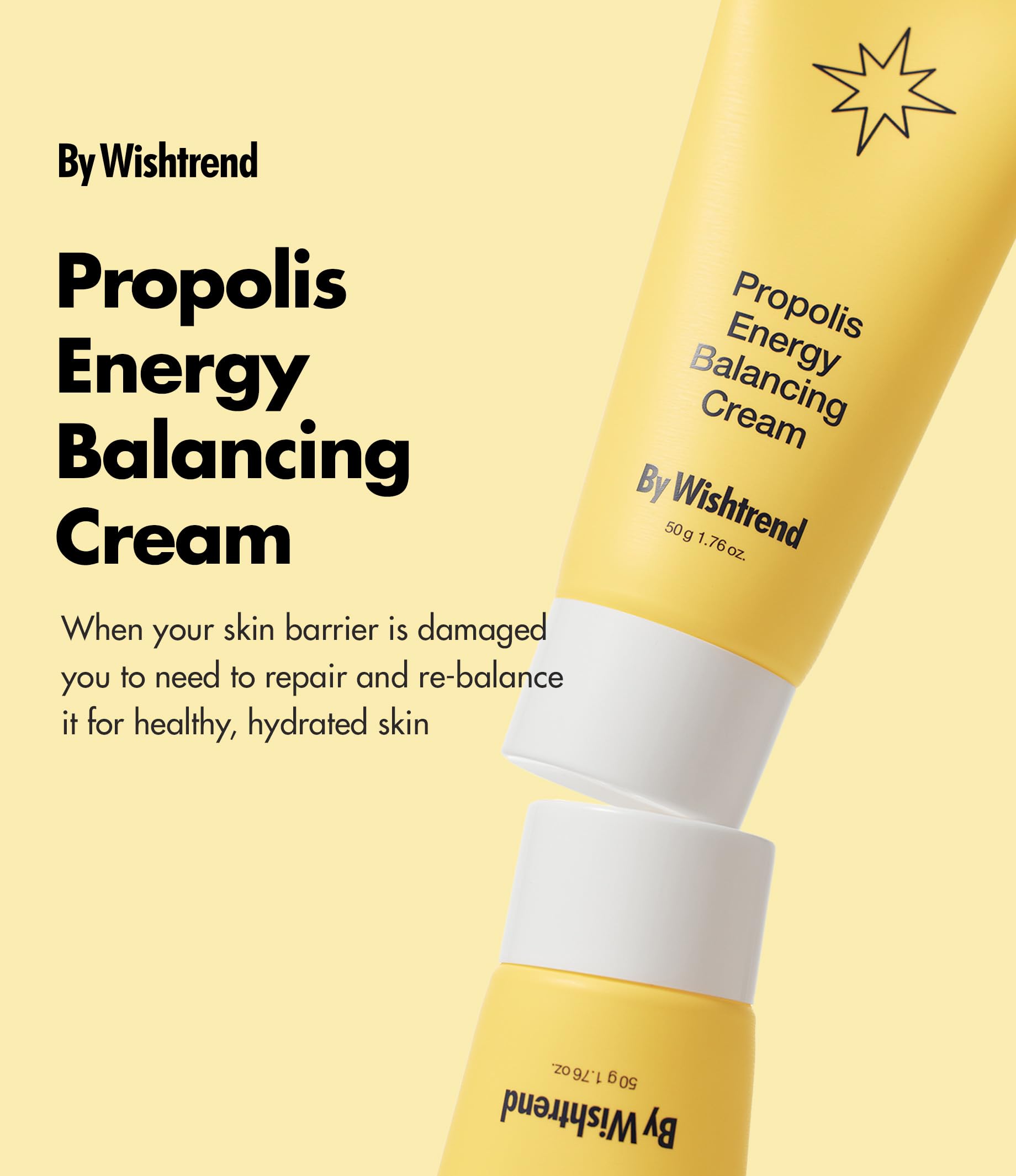 BY WISHTREND Propolis Energy Balancing Cream texture close-up shows silky finish.