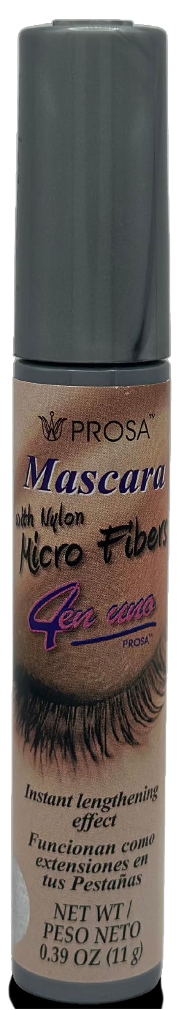 Prosa Mascara Microfibers bottle shot highlighting water-resistant formula for all-day wear