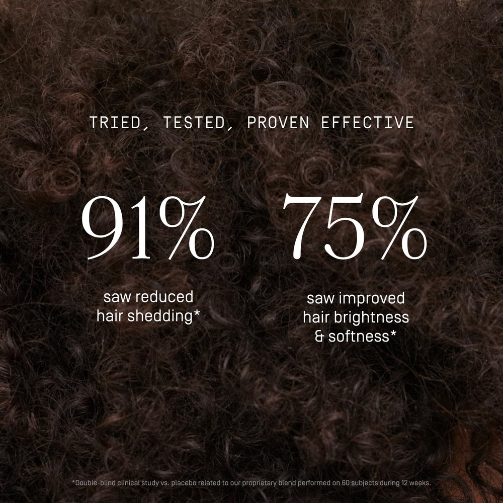 Prose imagery emphasizes thick, voluminous hair outcomes